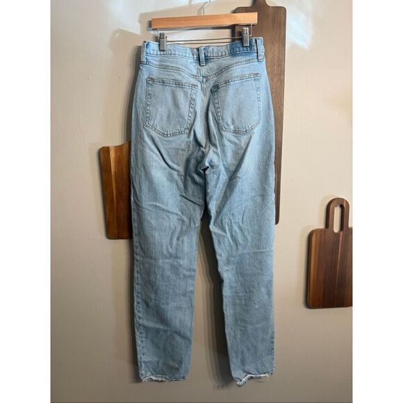 Abercrombie & Fitch light wash Denim Long The Dad High-Rise Crossover Jeans Size - Picture 2 of 4